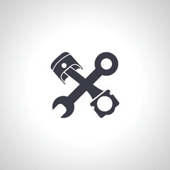 car engine repair service icon. car engine piston with wrench icon.