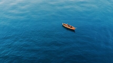 Fototapeta premium Fishing from a boat in the open ocean, a hobby of catching fish. Beautiful seascape, aerial view. Place for text. Generative AI