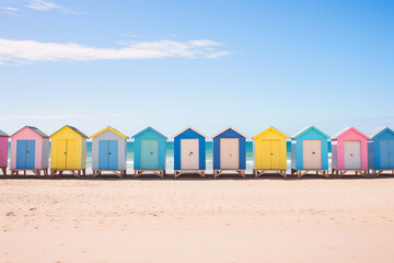 Beach huts on Brighton Beach, Melbourne, Australia. Travel background.