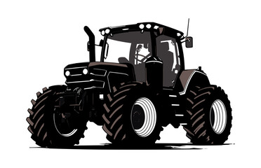 Tractor flat illustration vector, tractor flat vector design, modern farm tractor, colorful tractor