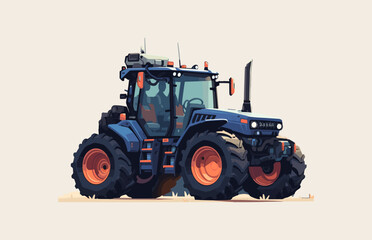 Tractor flat illustration vector, tractor flat vector design, modern farm tractor, colorful tractor