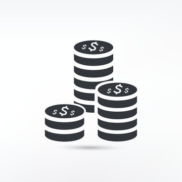 Coins stack vector illustration. Money stacked coins icon in flat style