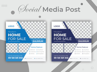 Creative modern Real estate house property social media post design template 