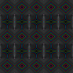 Vector Hypnotic Love Seamless Pattern with Striped Heart Illustration