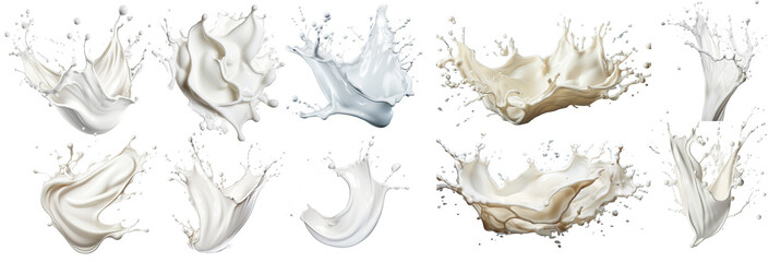 Realistic milk splashes or wave with drops and splatter - obrazy, fototapety, plakaty