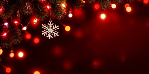 Red Christmas baubles decoration on red background. New Year party background. Minimal style. Flat lay.