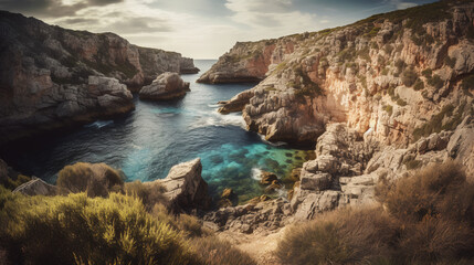Indulge in the beauty of the sea and coastal landscape, where water meets the rocks and the sky stretches endlessly.
