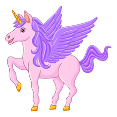 Magic Unicorn With Wings. Vector Illustration Beautiful Fairy Unicorn
