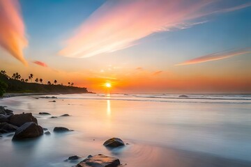 sunset on the beach generated ai