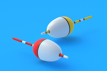 Two fishing floats. Accessories for hobby and leisure. 3d render © OlekStock