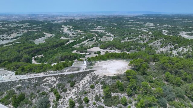 Landscape around the Monument to the Fallen in the Position of San Sim&oacute;n in the Los Monegros region. Town of Robres. Huesca province. Aragon. Spain. Europe