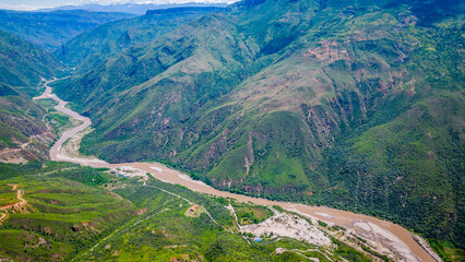 drone above canyon of Chicamocha National Park  aerial Colombia san Gil Santander department