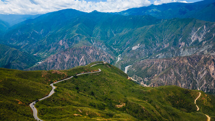 drone above canyon of Chicamocha National Park  aerial Colombia san Gil Santander department