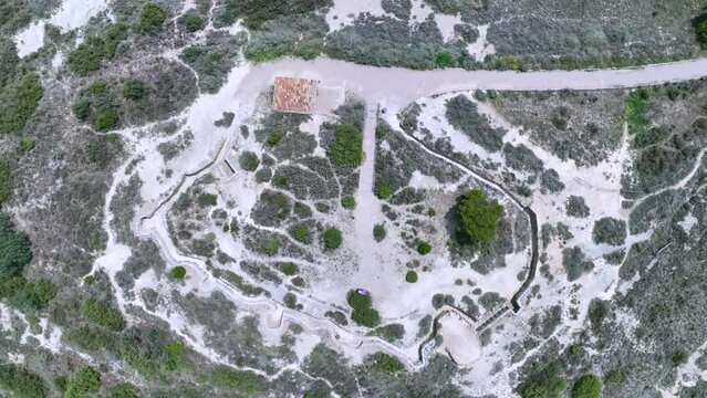 Aerial view from a drone of the Orwell Trenches in the Sierra de Alcubierre in the Los Monegros region. alcubierre. Huesca province. Aragon. Spain. Europe