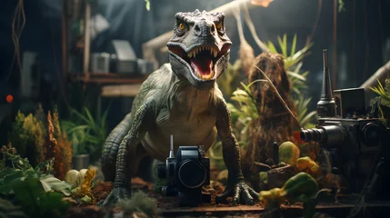 Papier Peint photo Dinosaures Dinosaurier am Fotos und Filme machen Generative AI