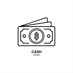 Cash icon logo vector illustration in line style