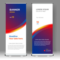 Business Roll up banner vertical template design, for brochure, business, flyer, infographics. modern x-banner and flag-banner advertising. vector illustration