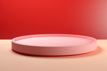 Pink rounded stand on pink background, in the style of vibrant stage backdrops. AI generated