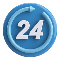 24 hours service icon. 3D illustration.