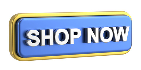 Shop now button. 3D illustration.