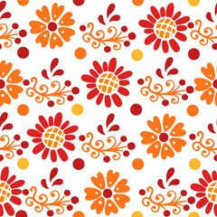 Fototapeta na wymiar Seamless pattern with abstract floral elements vector illustration on white background