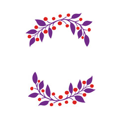 Round frame with abstract floral elements laurel ring vector illustration isolated on white background