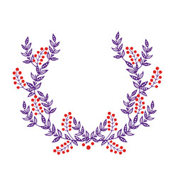 Round frame with abstract floral elements laurel ring vector illustration isolated on white background