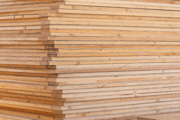 stack of plywood boards intended for packaging