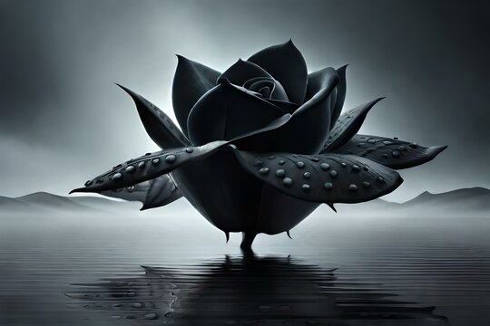 black rose and field of black roses generated by ai