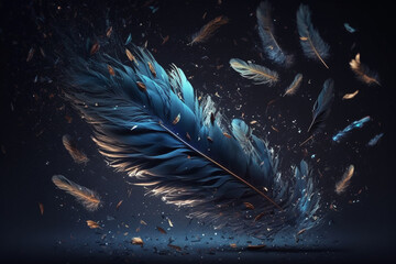 Magic background with feather. Generative ai.