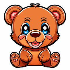 Obraz premium Cute cartoon teddy bear. Vector illustration isolated on white background.