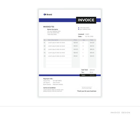 clean & unique invoice design vector template