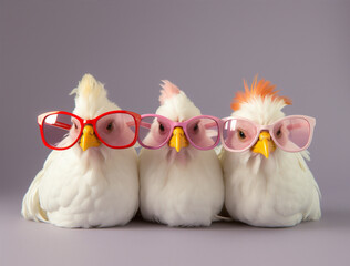 Bird white sunglasses male hen background chicken animal nature poultry farming easter red