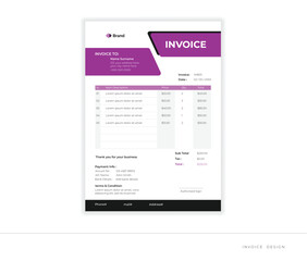 clean & unique invoice design vector template