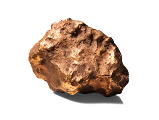 Bronze nugget isolated on transparent or white background, png