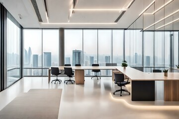 Fototapeta premium A dynamic office workplace in Beijing, pulsating with the energy of innovation and collaboration. AI generated