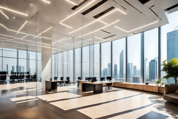 A dynamic office workplace in Beijing, pulsating with the energy of innovation and collaboration. AI generated