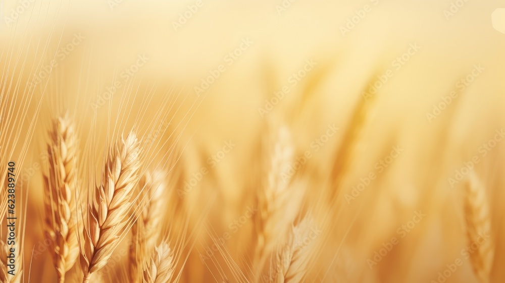 Wall mural wheat field. web banner with copy space. generative ai