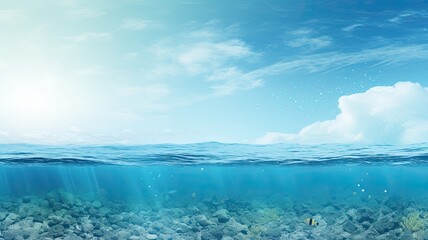 Sea, ocean water. Web banner with copy space. Generative AI