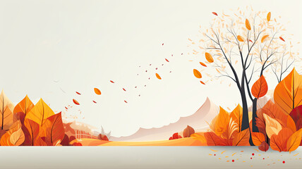 Autumn nature, fall, trees. Web banner with copy space. Generative AI