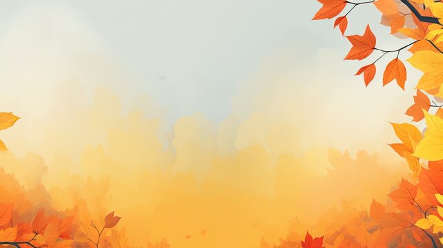 Autumn nature, fall, trees. Web banner with copy space. Generative AI