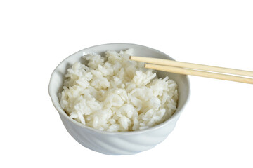 Boiled rice, Japanese cooking, and chopsticks.