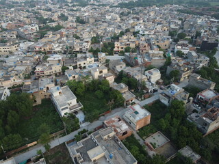 High angle ariel view of residential area in Cantt Lahore, Pakistan.