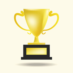 Golden trophy design. Elegant metallic gold cup vector design. Suitable for competition, games, or sport graphic element.