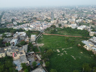 High angle ariel view of residential area in Cantt Lahore, Pakistan.