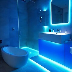 neon bathroom. generated AI