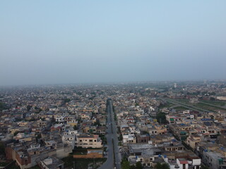 Fototapeta na wymiar High angle ariel view of residential area in Cantt Lahore, Pakistan.