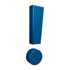 3D blue exclamation mark symbol or icon design