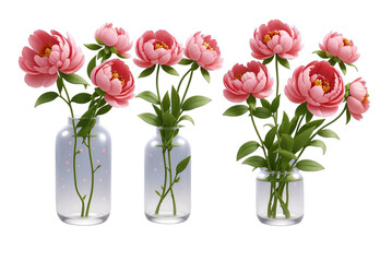 beautiful peony flowers isolated on a transparent background. 