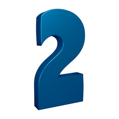 3d blue number 2 design for math, business and education concept 
